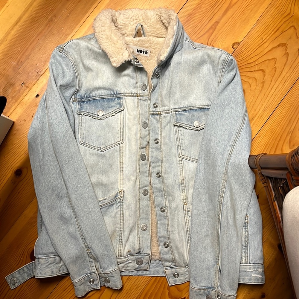 Fleece lined denim jacket
